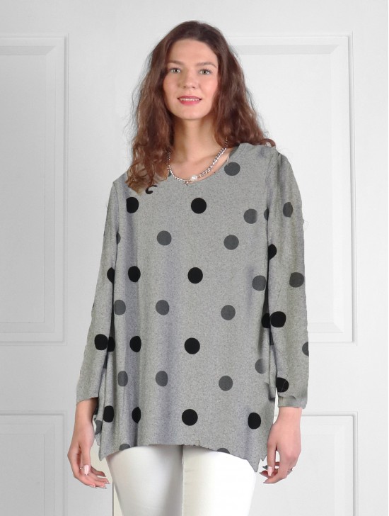 Polka Dot Printed Soft Knitted Light Sweater